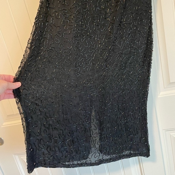 Vintage Tan Chho 100% silk beaded and sequins midi dress size large - Picture 3 of 10